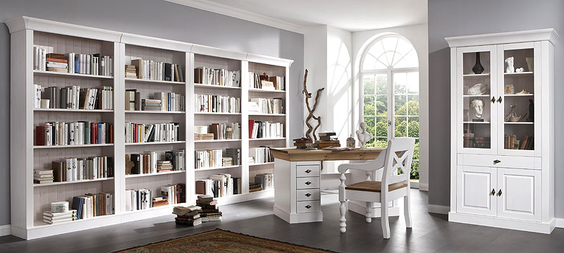 Massivholzmöbel Büroeinrichtungen Kiefer massiv weiß lackiert - Vollholzmöbel