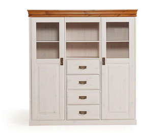 Massivholz Highboard weiß honig - Kiefer massiv