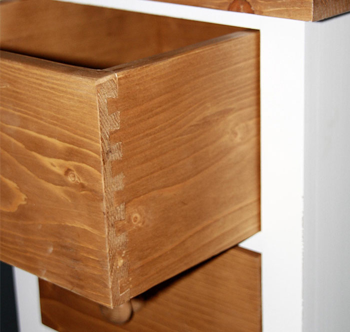 Schubladenkommode Fichte massiv Holz weiss shabby antk gewachst PS158-SC