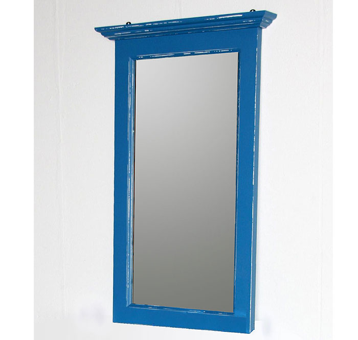 Spiegel Fichte massiv Holz blau weiss shabby
