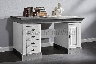 echtholz naturholz massivholz schreibtisch landhausstil landhausmöbel büromöbel homeoffice kiefermöbel kiefer massiv weiss grau lackiert